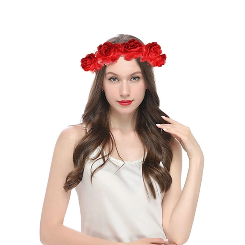 Венки цветов в стиле бохо на весну 2021 года: романтические венки на свадьбу с искусственными розами и гирлянды из цветов для пляжа в Гаваях.