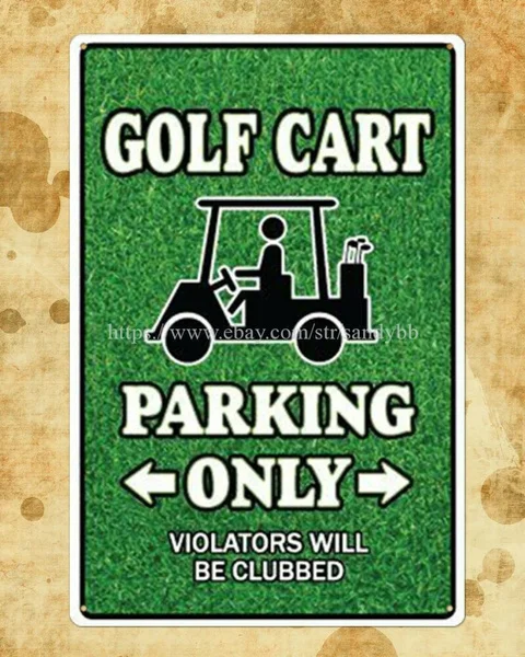 

retro garage signs golf art parking only metal tin sign