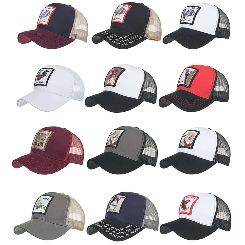 Бейсболка шляпа дышащая сетка с вышивкой животных модная для лета женщин и