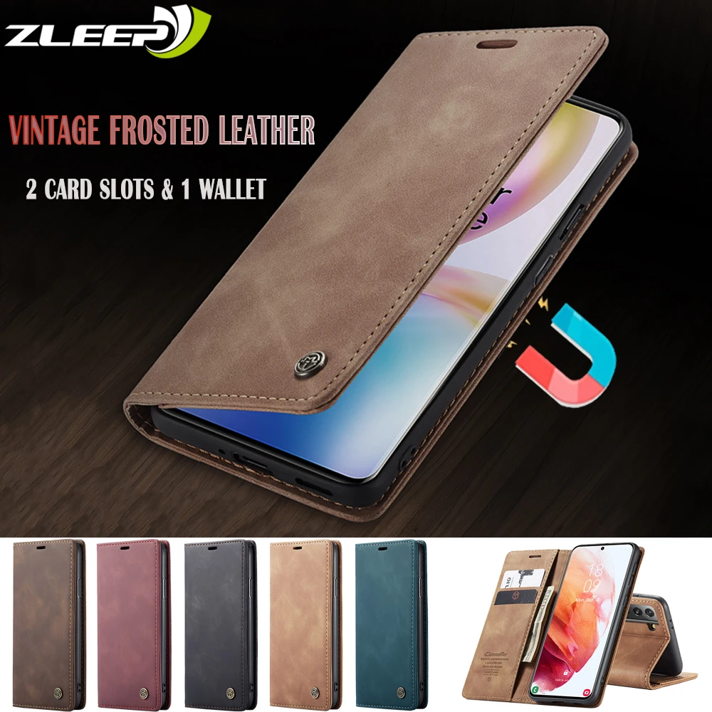 

Magnetic Flip Card Slot Matte Leather Case For Samsung Galaxy S21 S20 FE S10 E S9 S8 S7 Edge Note 10 20 Plus Ultra A81 A91 Cover