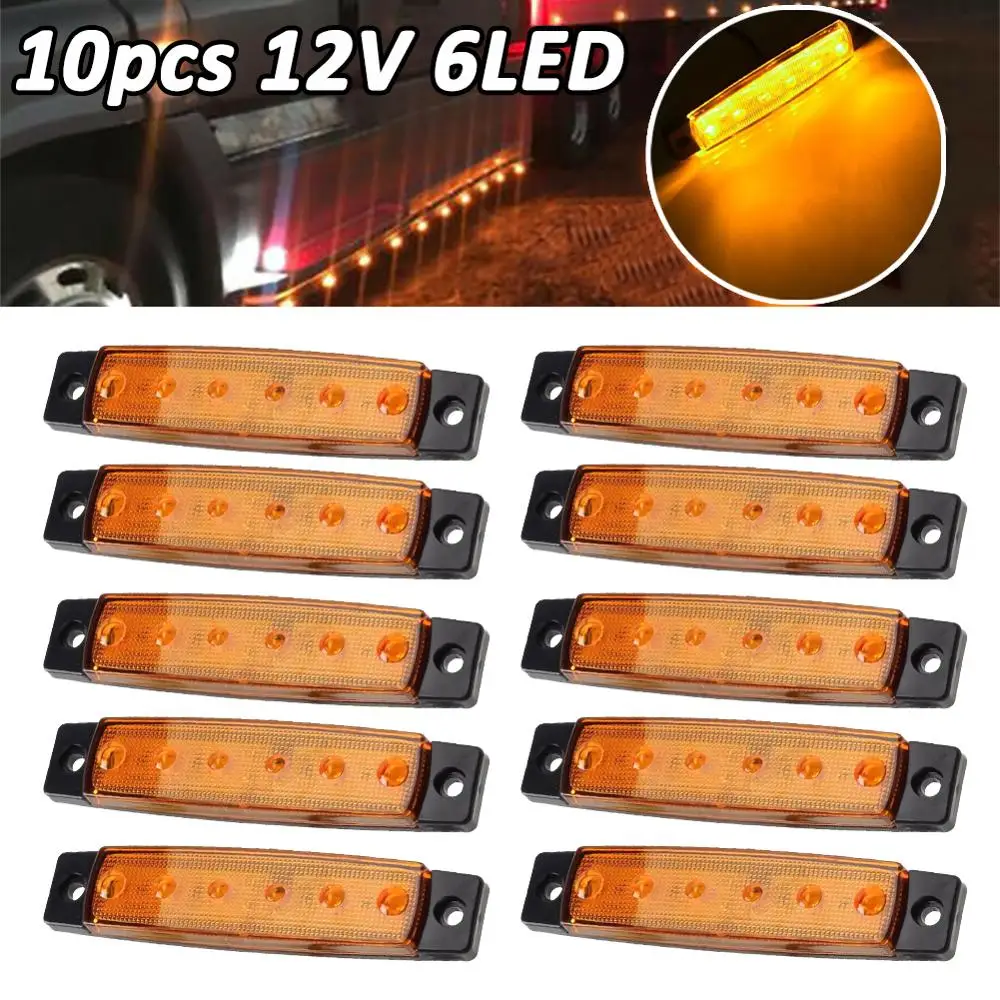 Универсальный 10 шт. 12v Янтарная светодиодные боковые габаритные фонари для
