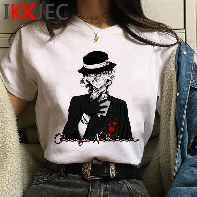 

Футболка Bungou с изображением бродячих собак, женская футболка ulzzang kawaii, уличная одежда, футболка harajuku