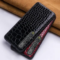 leather phone case for xiaomi mi 10 9 9se 8 pro note 10 mix 2s case cowhide crocodile belly texture cover