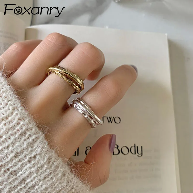 

GOLDRIA 925 пробы серебряные кольца модные элегантные парные фотообои текстура Многослойные Полые линии ювелирные изделия для вечерние Ринок п...