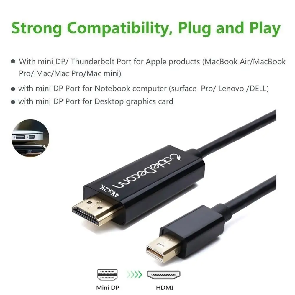 Mini displayport to hdmi адаптер 4k кабель для проектора mini dp конвертер Male Apple Macbook Pro Air iMac| |