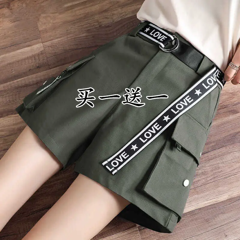 

Рабочие шорты женская летняя обувь 2020 новые свободные и тонкие модные повседневные штаны с высокой талией, а-силуэт, спортивные штаны