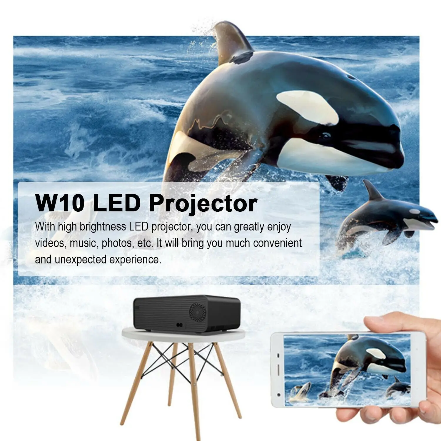 

Wifi Bluetooth 1080p HD Android IPhone HDMI/VGA/USB/ 3D PS4/XBOX