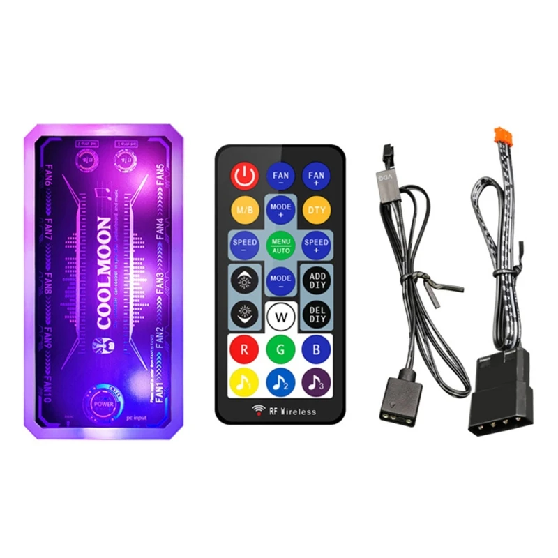 

CoolMoon RGB Fan Intelligent Music Controller Motherboard Synchronization Symphony Controller Remote Control with Cable