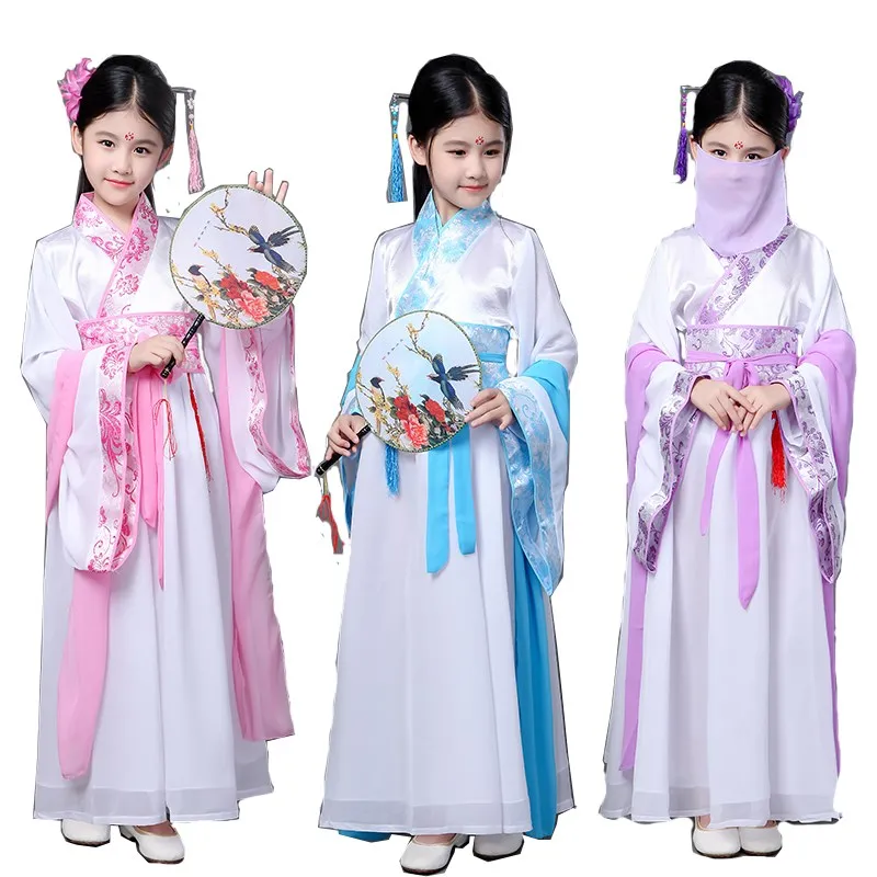 Комплект из 5 предметов красивые детские вечерние Одежда для девочек Hanfu