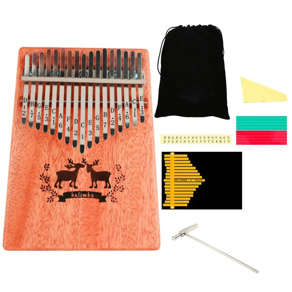 

17 Key Kalimba Mahogany Thumb Piano Solid Wood Thumb Piano Finger Mini Keyboard Portable Instrument for Beginners