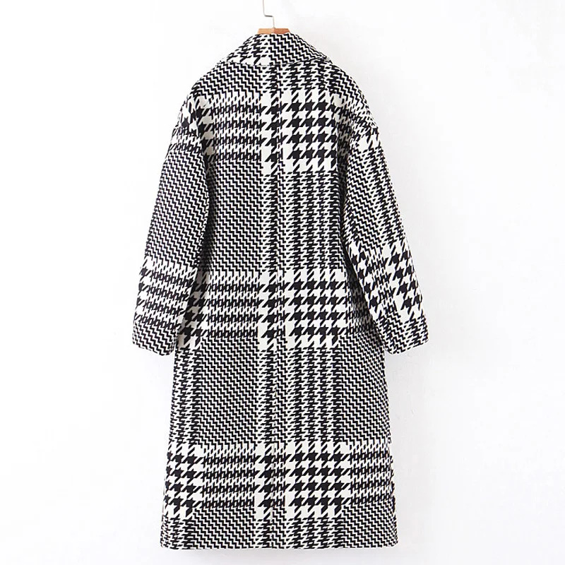 Женское шерстяное пальто на одной пуговице Элегантное длинное с принтом