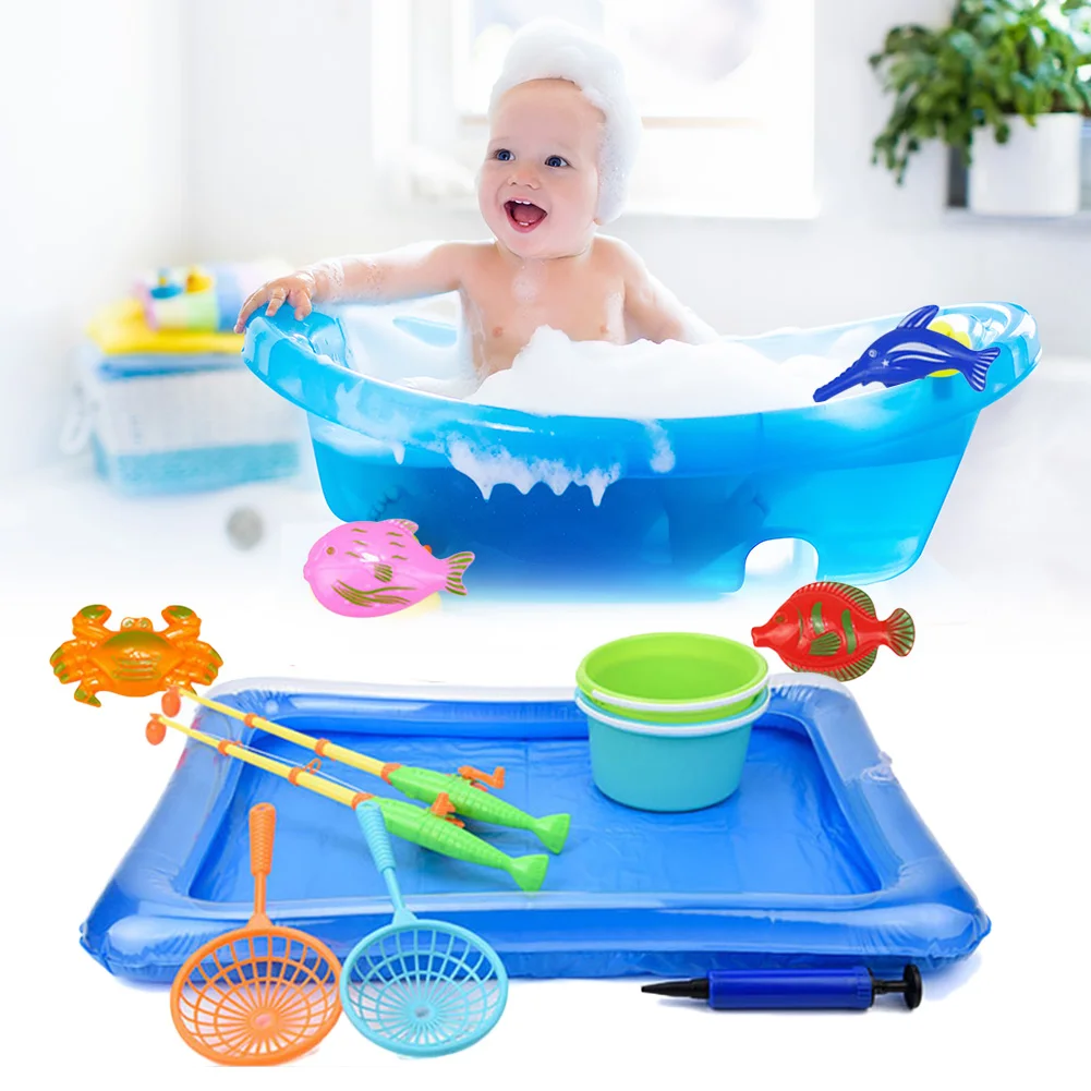 

Children Boy girl fishing toy set suit magnetic play water baby toys fish square hot gift for kids Free Shipping GYH