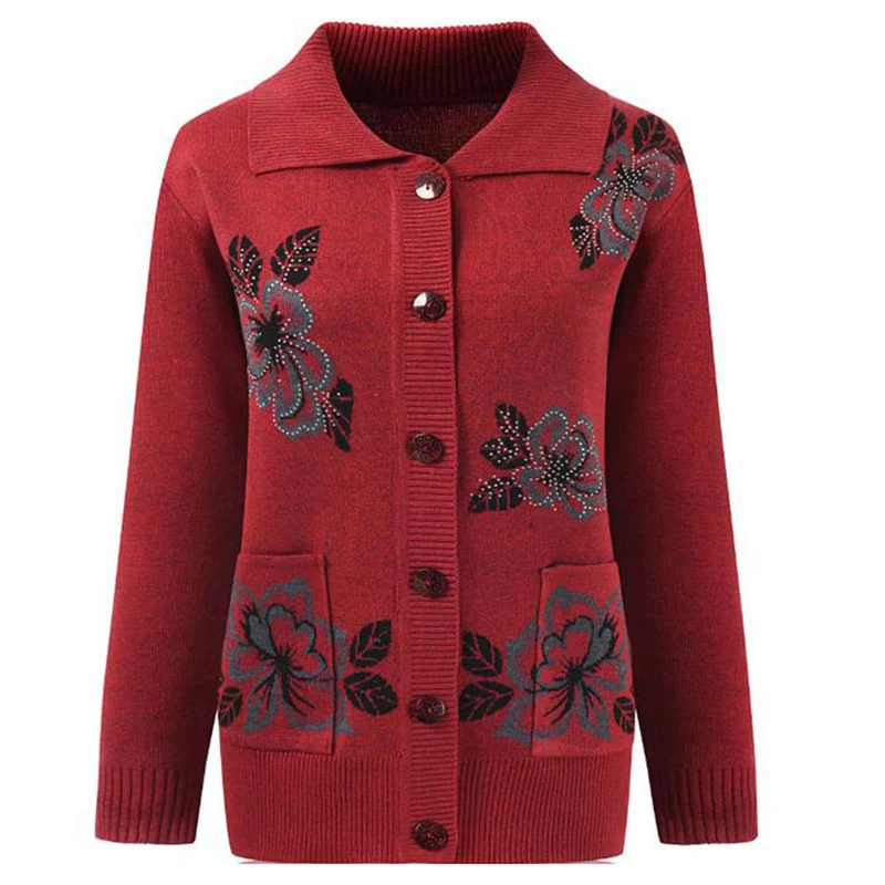 Женский свитер для пожилых людей среднего возраста новинка весенне-осенняя