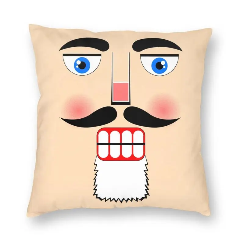 

The Nutcracker Face Cushion Cover 45x45 Decoration Printing Xmas Christmas Presents Throw Pillow for Car Double Side