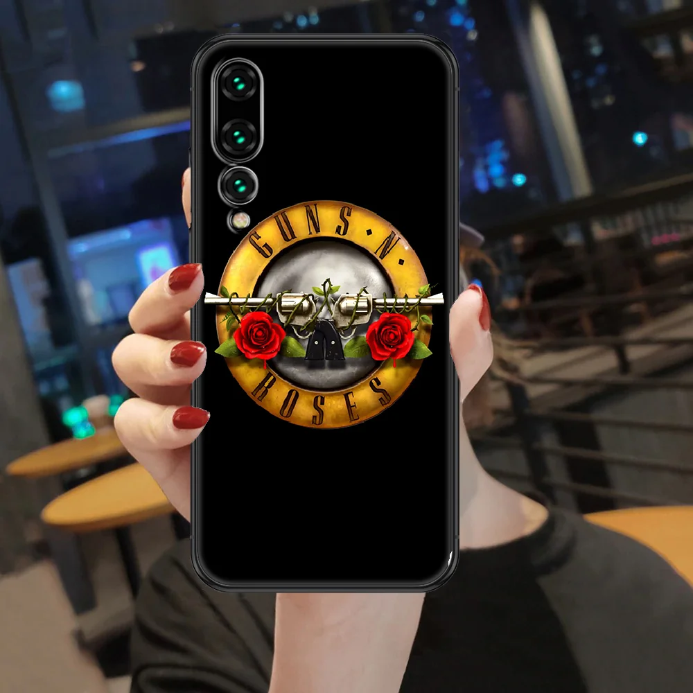 

Rock Guns N Roses Phone case For Huawei P Mate Y3 Y9 10 20 30 40 Smart Z Pro Lite 2017 2019 black art cover 3D bumper painting