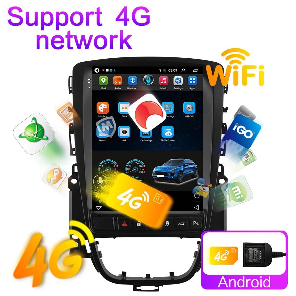 Магнитола для Opel Astra J Verano мультимедийный плеер на Android с вертикальным экраном DSP IPS