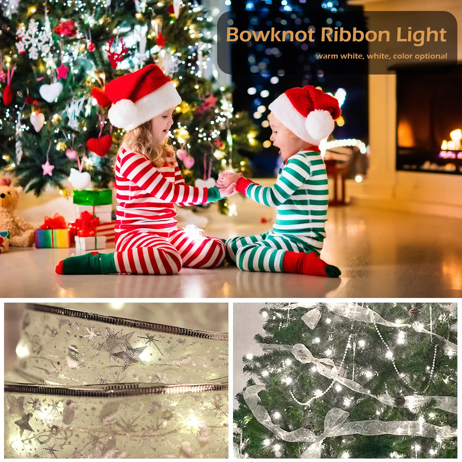 

Fairy String Lights Waterproof 40 LED 4m Copper Wire Ribbon Bows Lights for Party Weddings Holiday Christmas Tree Decorations