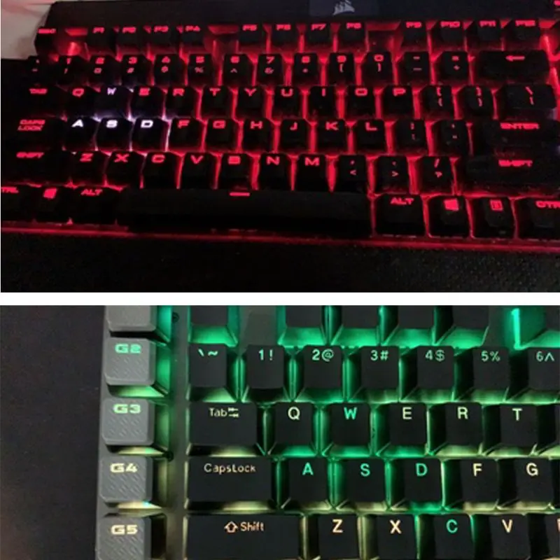 

Black Black White PBT Double Shot Backlit 104 Top-lit Shine Through Translucent Backlit keycaps For Corsair K70 K65 K95 RGB