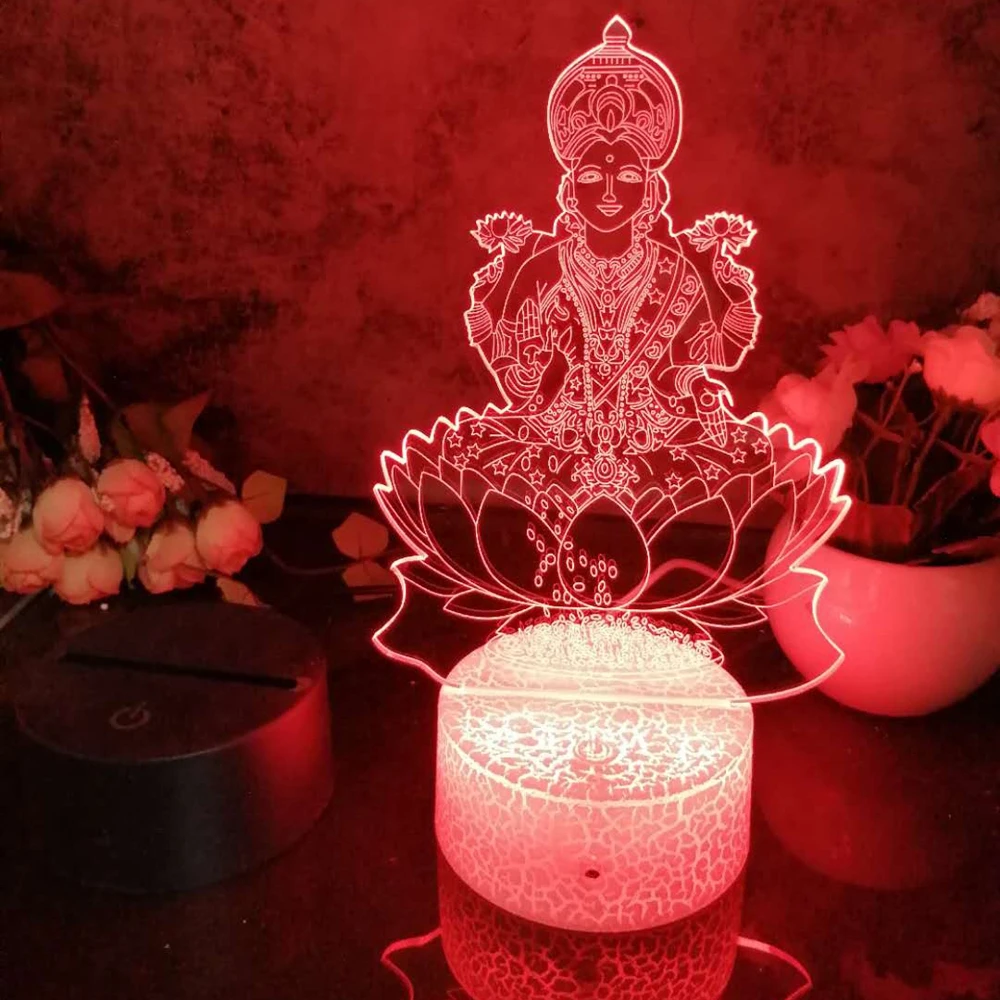 

Led 3D Night Light Buddhism5 Pattern Nightlight for Child Bedroom Decor Desk Lamp 16 Color with remote