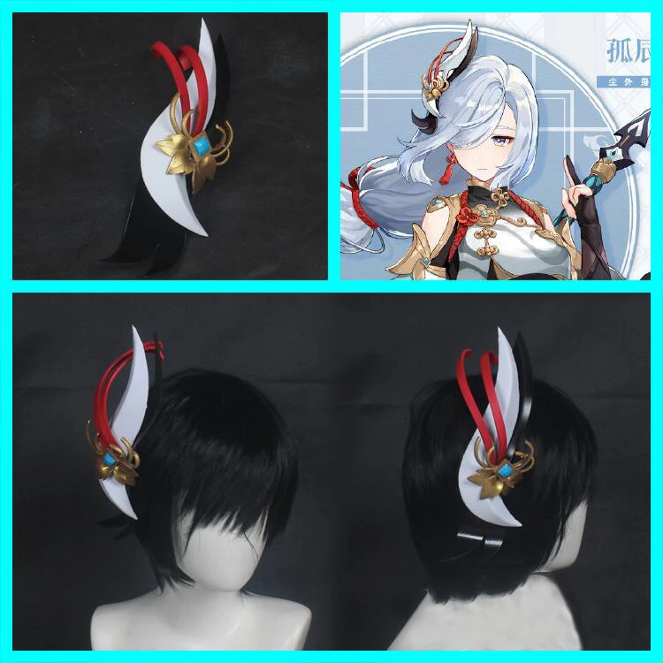

New Genshin Impact Cosplay Liyue Shenhe Anime Accessories Prop Headwear Clothing Props Handmade 20Cm Gifts