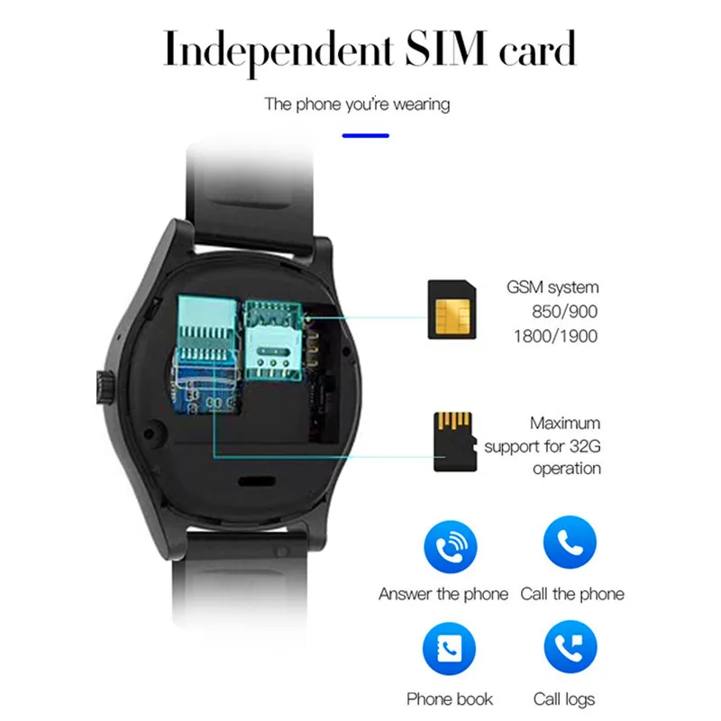 Мужские Смарт-часы с поддержкой SIM TF-карт HD-камеры MP3 MP4 Bluetooth спортивные для