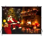 Фоны для фотосъемки рождественские подарки дед Мороз украшение для фотобудки фон для камина напечатанные картины