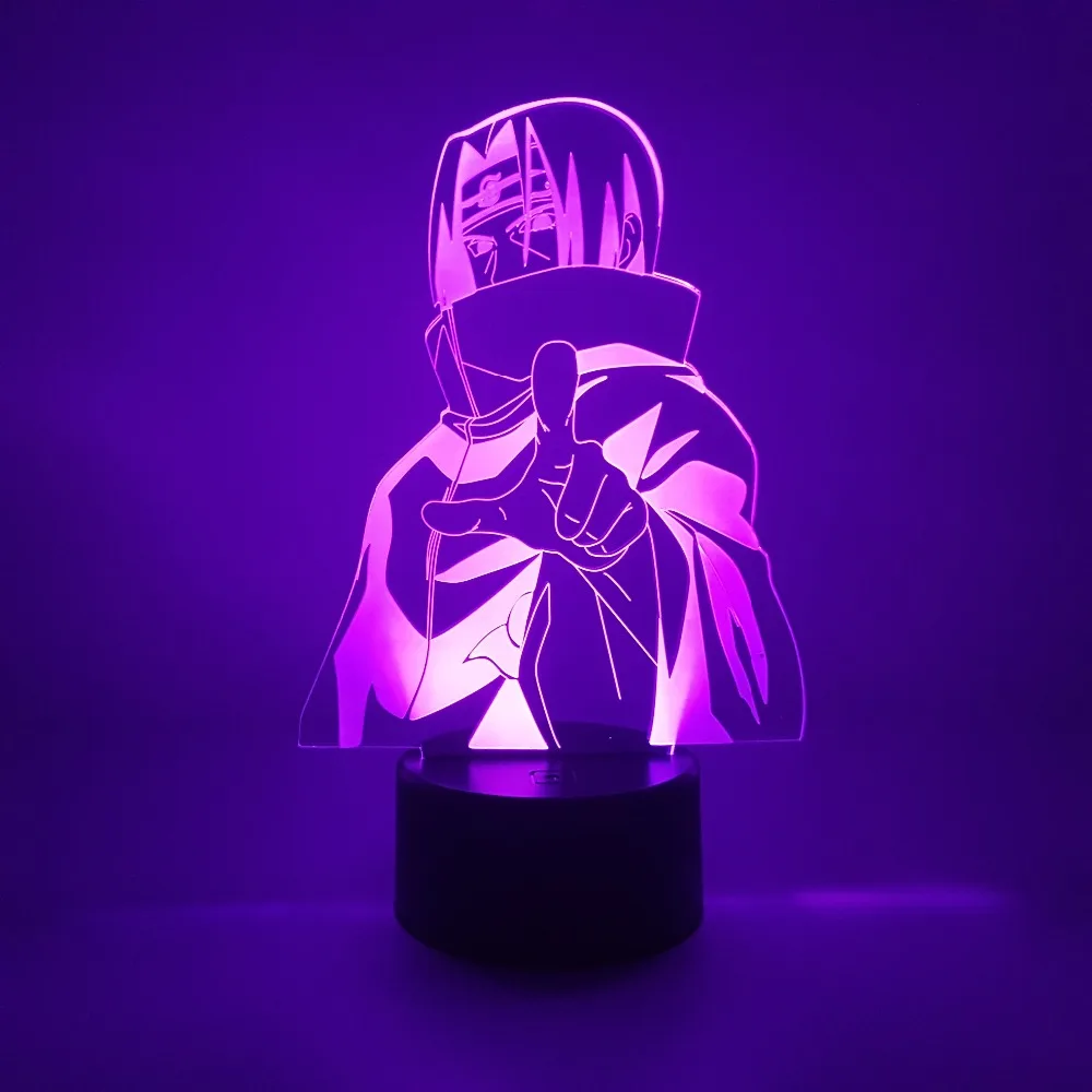 Naruto Uchiha Sasuke 3D Night Lights Shippuden Anime Lamp Led Lighting Itachi Color Changing Desk Lighting Decor Home Xmas Gift