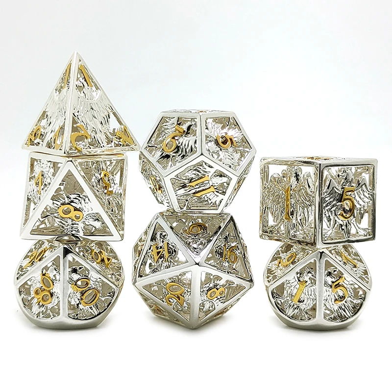 2020 Новый стиль полые игральная кость 7 шт многогранные амулеты из сплава металла