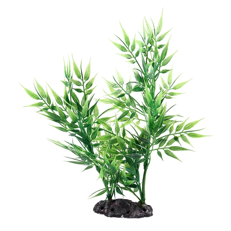 Зеленые листья бамбука в форме декоративная искусственная трава для аквариума |