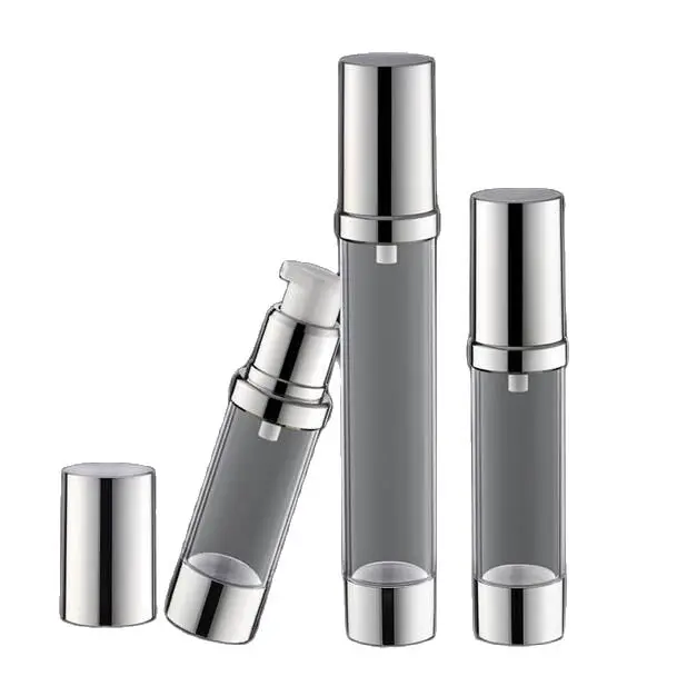 20 мл матовая безвоздушная бутылка с УФ-серебряным насосом и серебряной крышкой