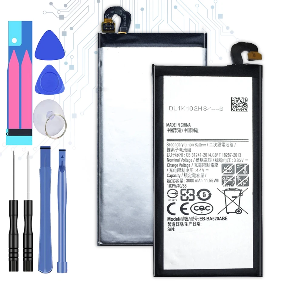 

Free Tools Battery for Samsung Galaxy A5(2017) A520 A520F EB-BA520ABE 3000mAh Replacement Bateria Batteries