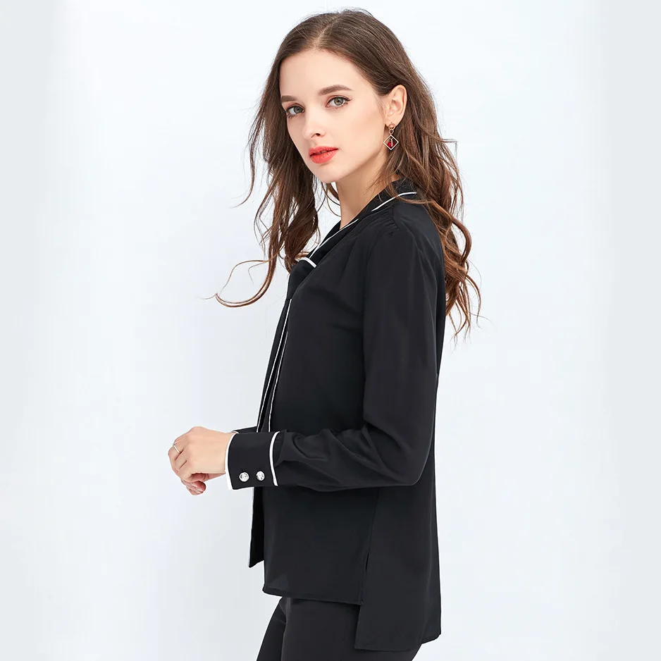 Женская Роскошная рубашка из натурального шелка однотонная короткая Элегантная