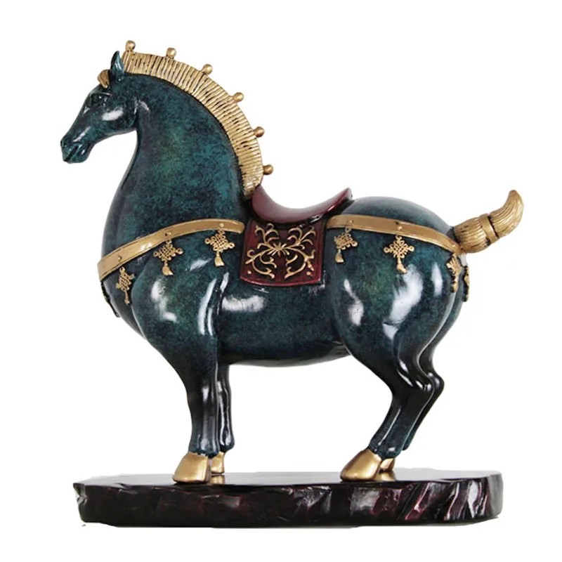 

Китайская элегантная статуя лошади Тан, винтажная полимерная скульптура животного, настольное современное художественное украшение, аксе...