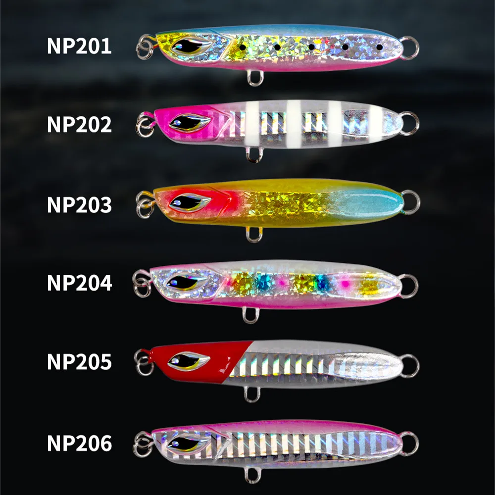 

Noeby 6pcs 6cm 28g Metal Jig Spoon Fishing Lure Artificial Bait Shore Slow Jigging Hard Bait Sea Bass Fishing Tackle