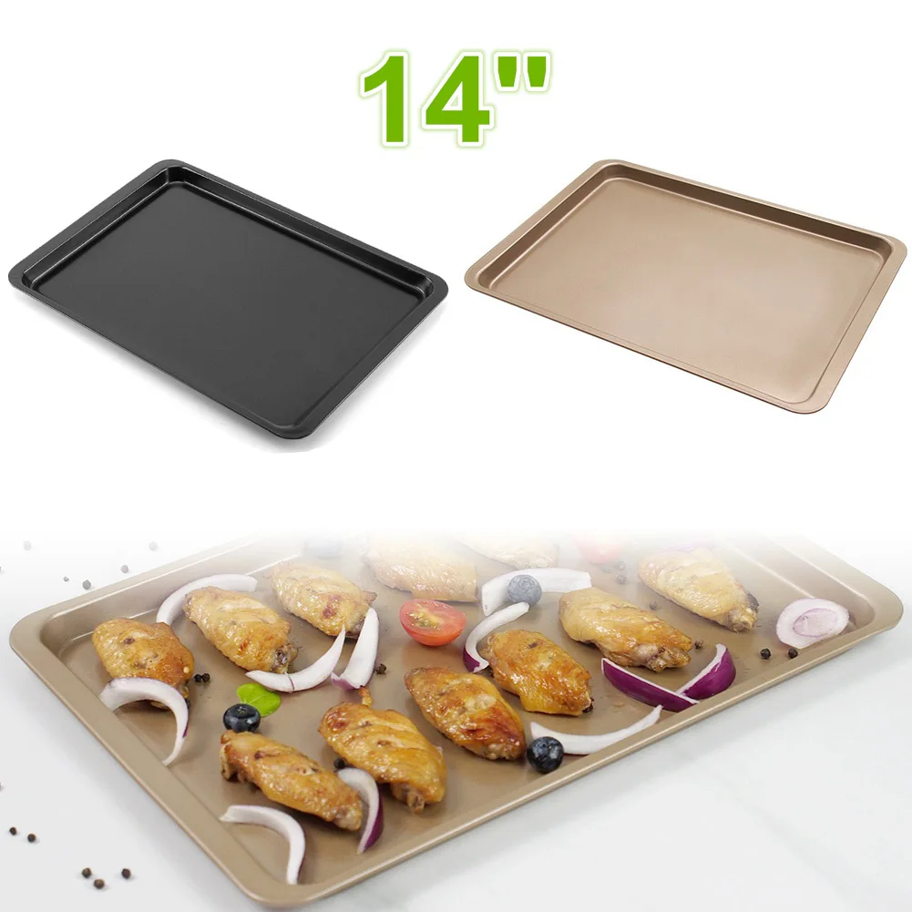 

14 Inch Non-Stick Baking Tray Carbon Steel Bread Cake Cookies Pan Bakery Oven Scratch-resistant Rust-proof Kitchen Accessories