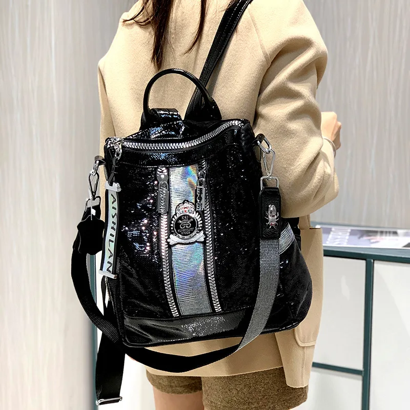 

Роскошный брендовый дизайнерский рюкзак для женщин, кожаная сумка на плечо с алмазными заклепками, Высококачественная сумка-тоут, корейски...