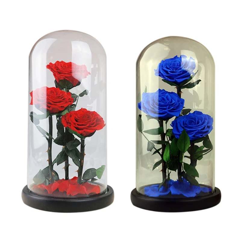 

Eternal Flowers Dried Flowers Preserved Fresh Flower Live Rose Glass Dome Gift Box