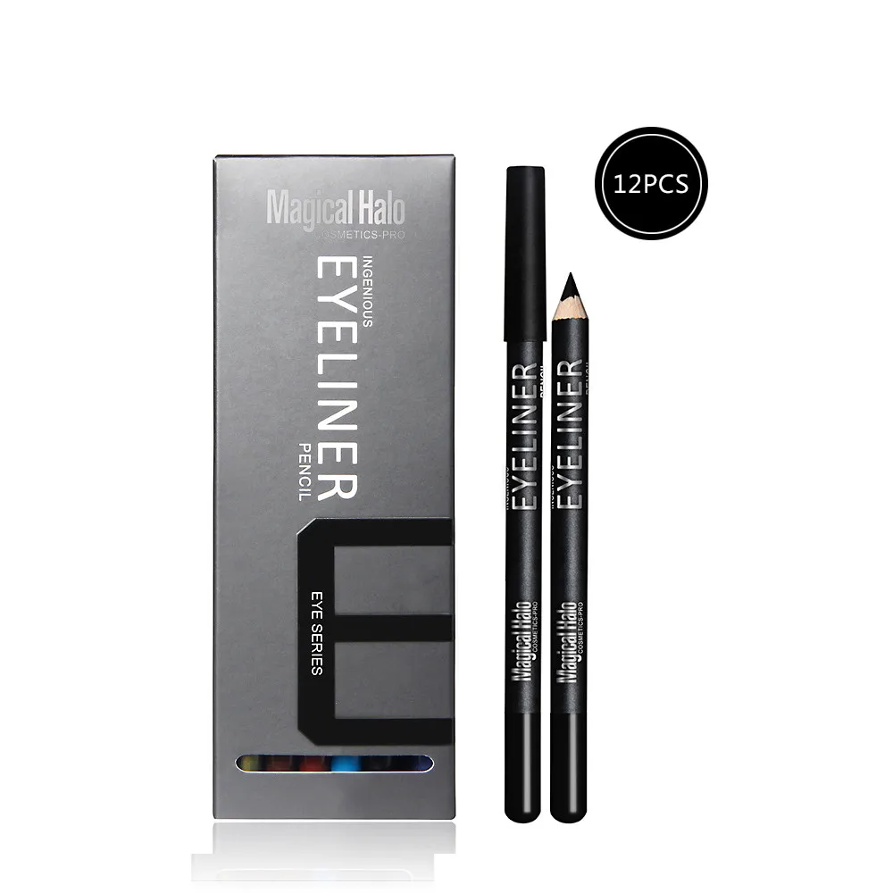 Подводка для глаз 12 цветов водонепроницаемая подводка Косметическая Черная