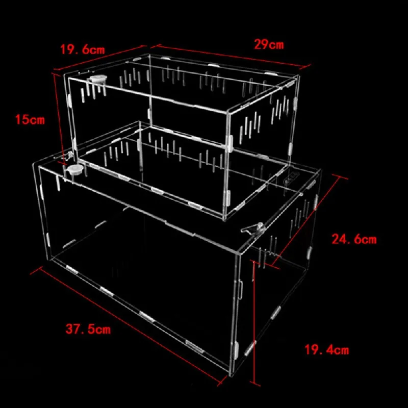 

Transparent Acrylic Reptile Box for Spiders Tortoise Lizard Breeding Insect Box Vents Sliding Small Pet Terrarium Vivarium 2020