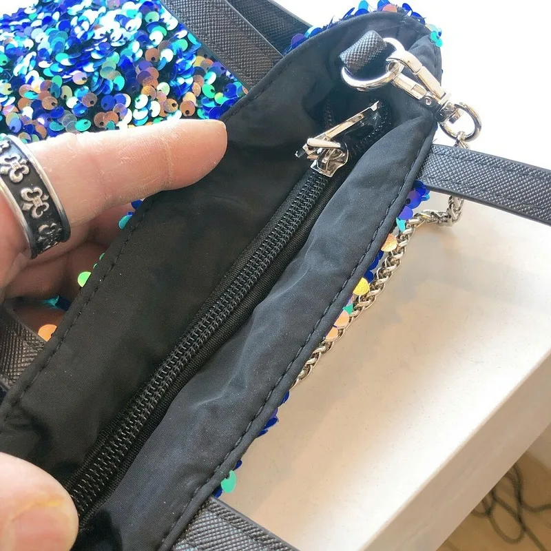 

new net red fashion models all-match foreign style glittering sequin handbag chain shoulder messenger bag lady bag lipstick bag