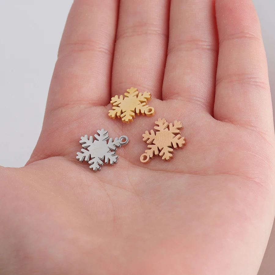 Fnixtar отполировано до зеркального блеска Снежинка из нержавеющей стали браслеты с подвесками 15,5*12 мм Металлические Подвески для творчества для изготовление, поиск ювелирных изделий 20 шт./лот