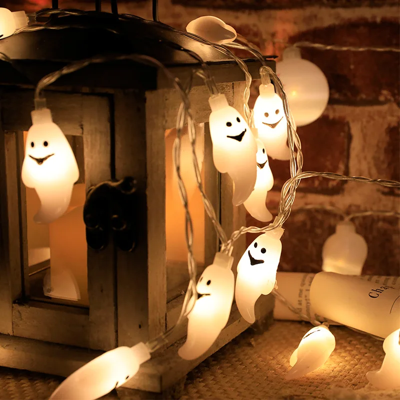 

10Led 1.5m Halloween Pumpkin Ghost Skeleton Bat Spider LED Light String Halloween Decoration Without Battery
