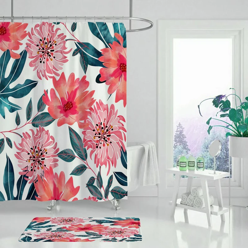 Занавеска для душа с цветами розы занавеска ванной из водонепроницаемого