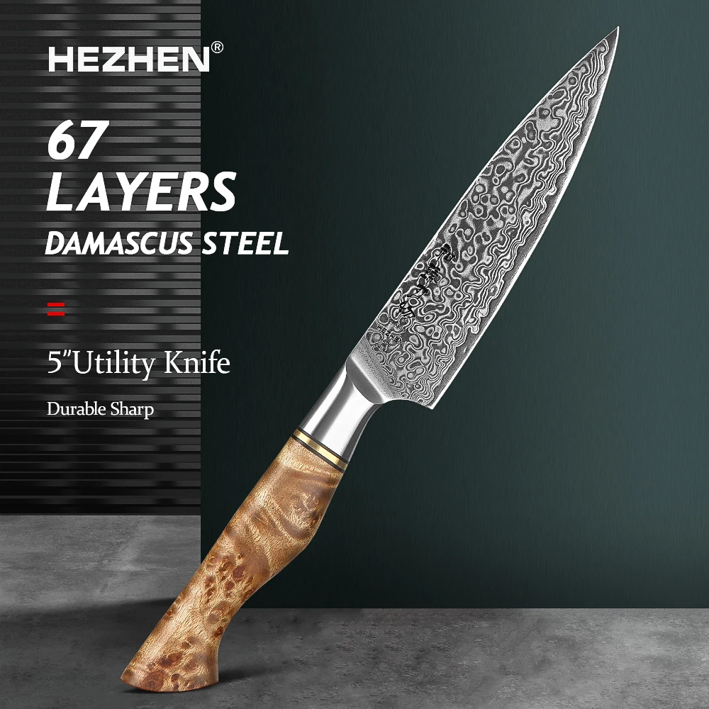 HEZHEN 5 дюймов Utility кухонный нож VG Профессиональный 10 японских ножей китайский для