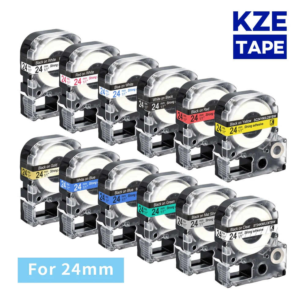 

24mm 1pcs Multicolor SS24KW SC24YW SC24RW SD24K ST24KW Label Tapes for Epson Label Printer for KingJim label maker LW-300 LW400