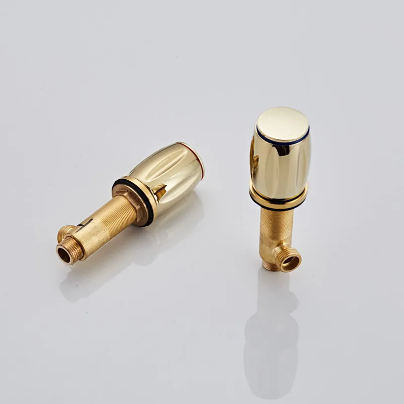 Роскошный Золотой смеситель для ванной комнаты с двойной ручкой золотой кран