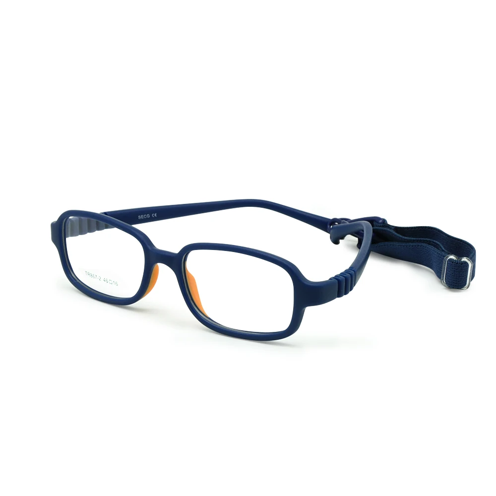 Montura de gafas con correa para niños, gafas ópticas flexibles, de una pieza, sin tornillo, de 4 a 6 años, tamaño 46/16