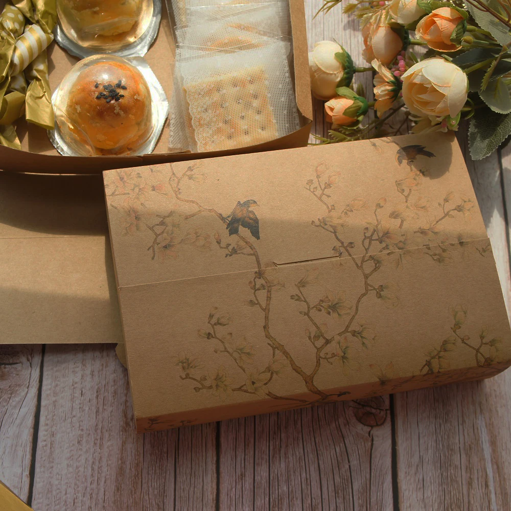 

21.5*14.5*5cm 10pcs Bird Singing Kraft Paper Box As Cookie Wedding Party Handmade Gifts Packaging