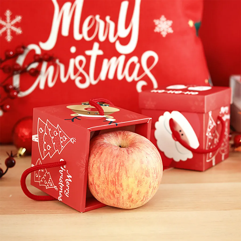 18pcs Christmas Gifts Packaging Box Paper Square Cube Apple Candy Container Present For Friends Presentes De Natal | Дом и сад