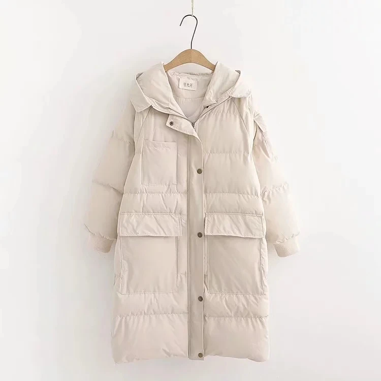 Черные женские зимние длинные парки с хлопковой подкладкой 2019 Модные Женские